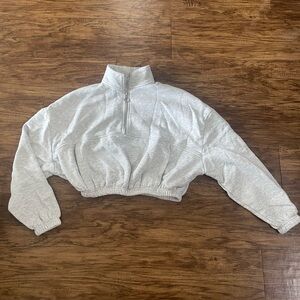 Women’s light grey crop quarter zip